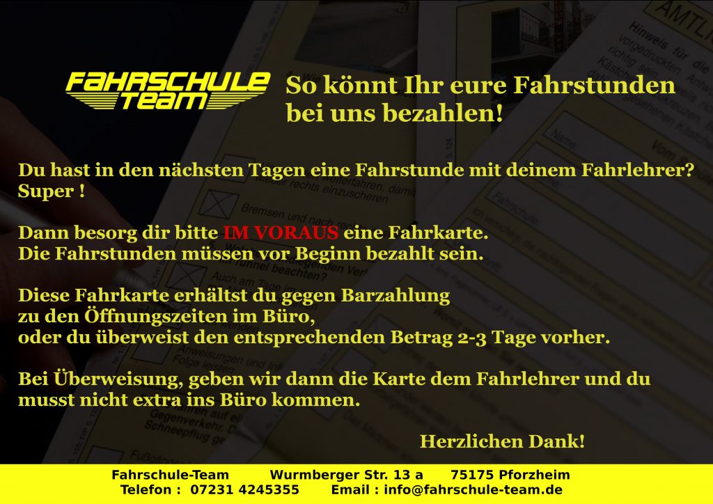 Fahrstunde bezahlen
