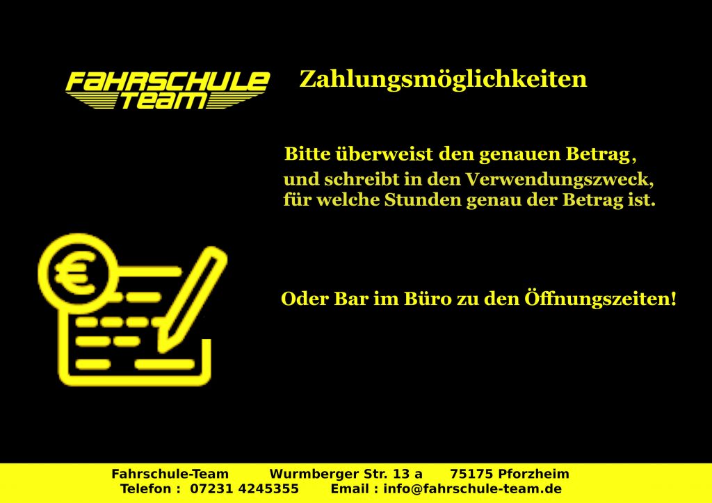Zahungsmöglichkeiten neu