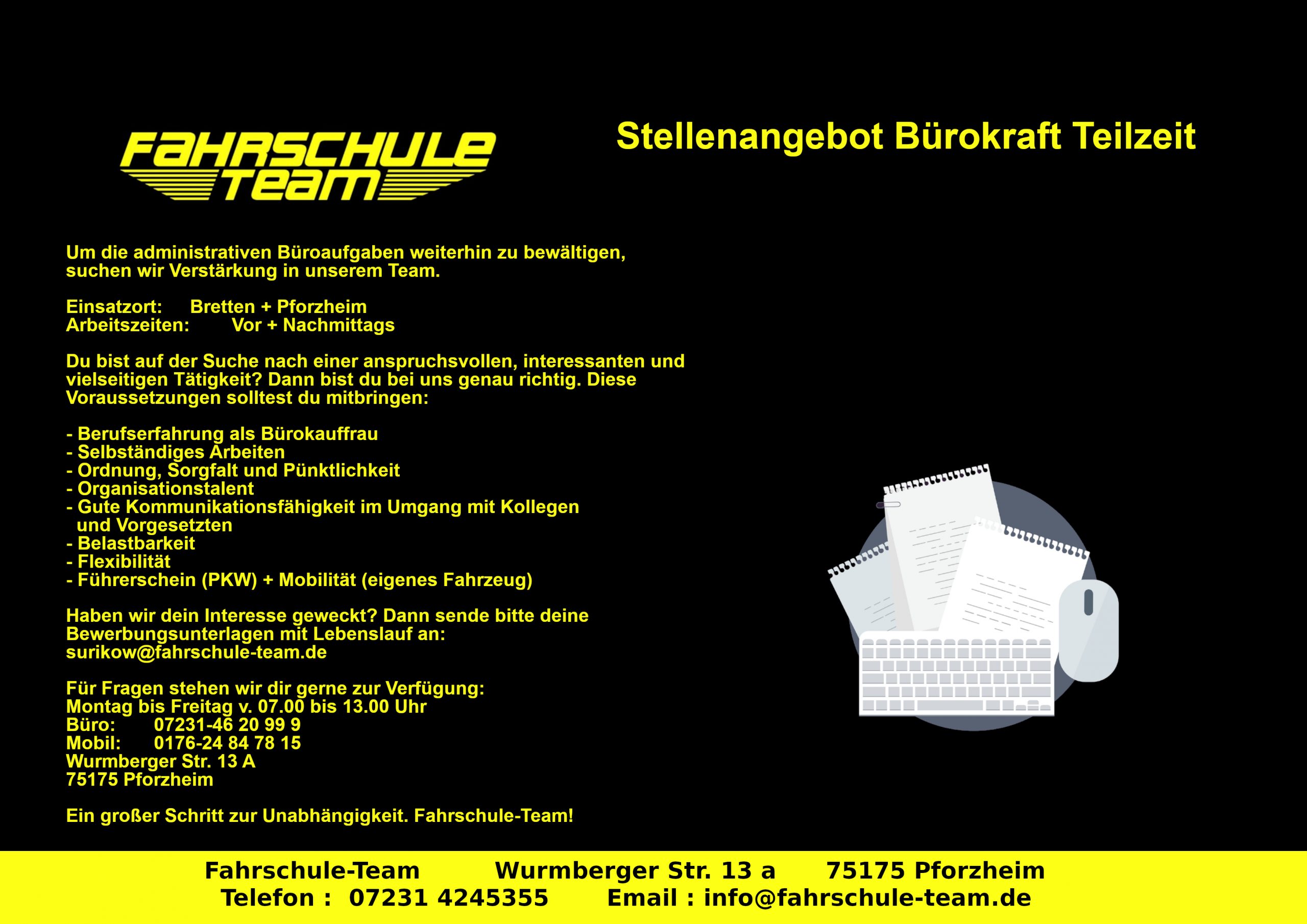 Stellenangebot bürokraft teilzeit